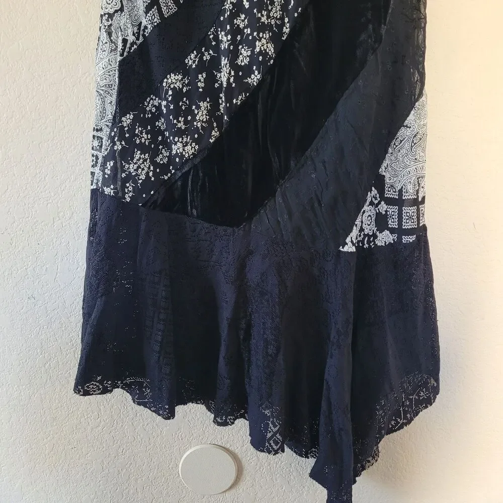 Womens Asymetrical Velvet Mix Media Skirt Size Small Bohemian Witchy Whimsygoth - Picture 5 of 7